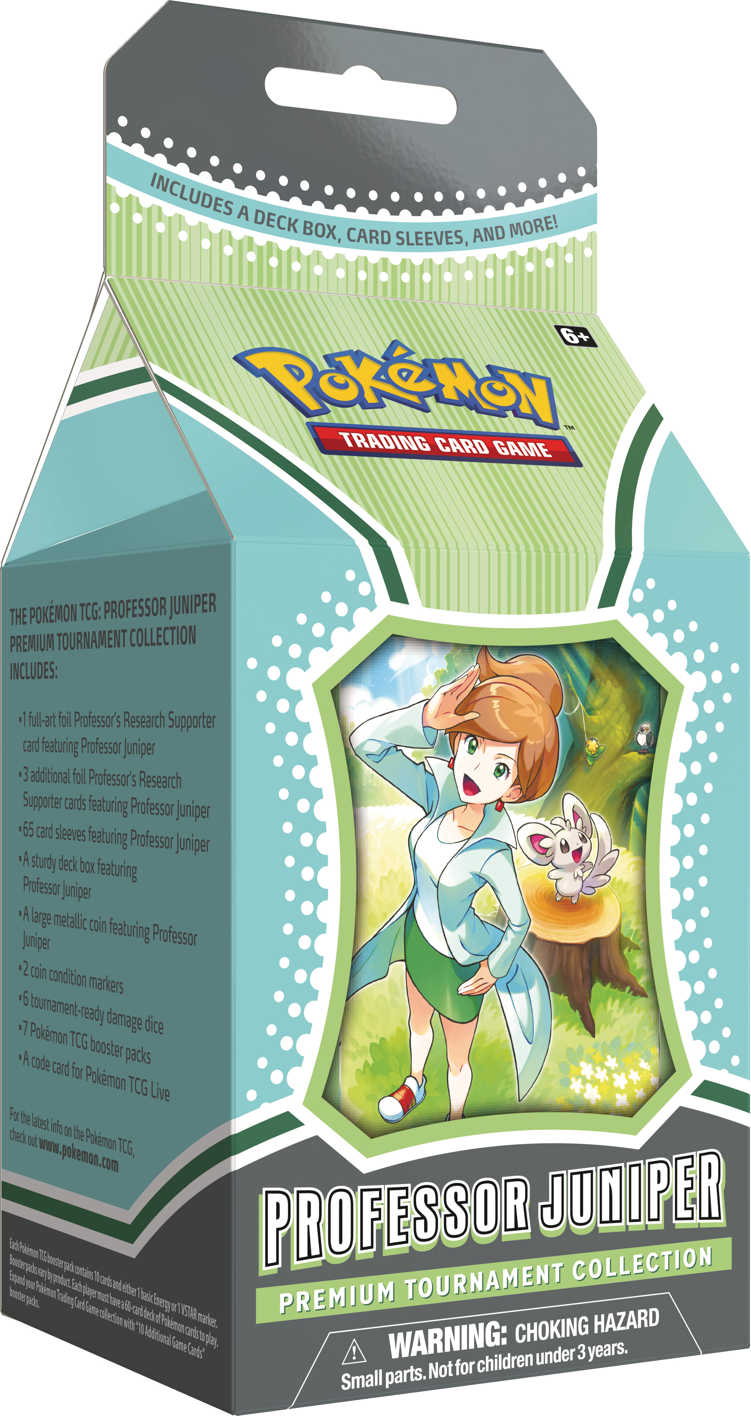 pokemon trading card game premium tournament collection Pokemon: Professor Juniper ready damage dice 7 Pokémon TCG booster packs A code card for Pokémon TCG Live Marnie Premium Tournament Collection Box